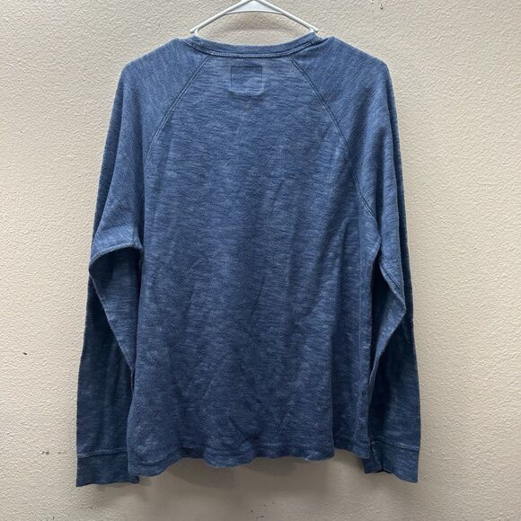 Abercrombie Fitch Shirt Mens Medium Blue Waffle Tee Thermal Outdoors Moose Logo - Picture 4 of 4